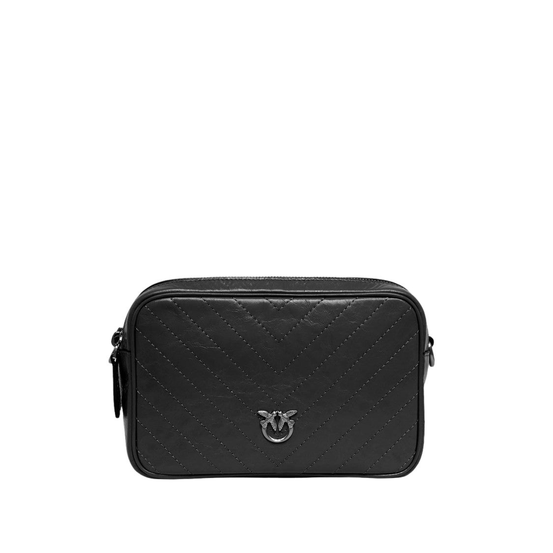 Pinko Rectangular Quilted Leather Handbag With Love Birds Detail