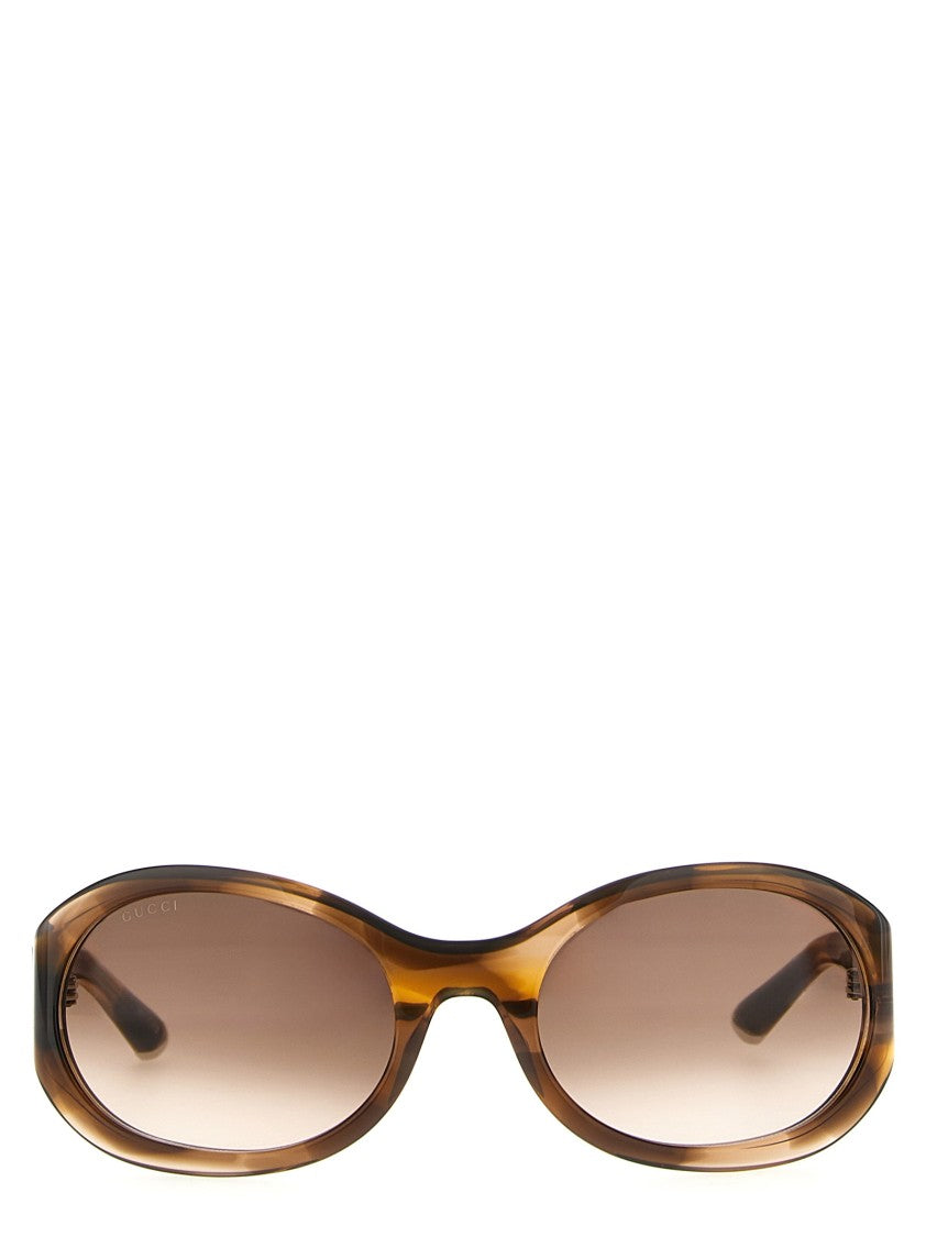 Gucci Round Sunglasses With Gradient Lenses And Metal Tips