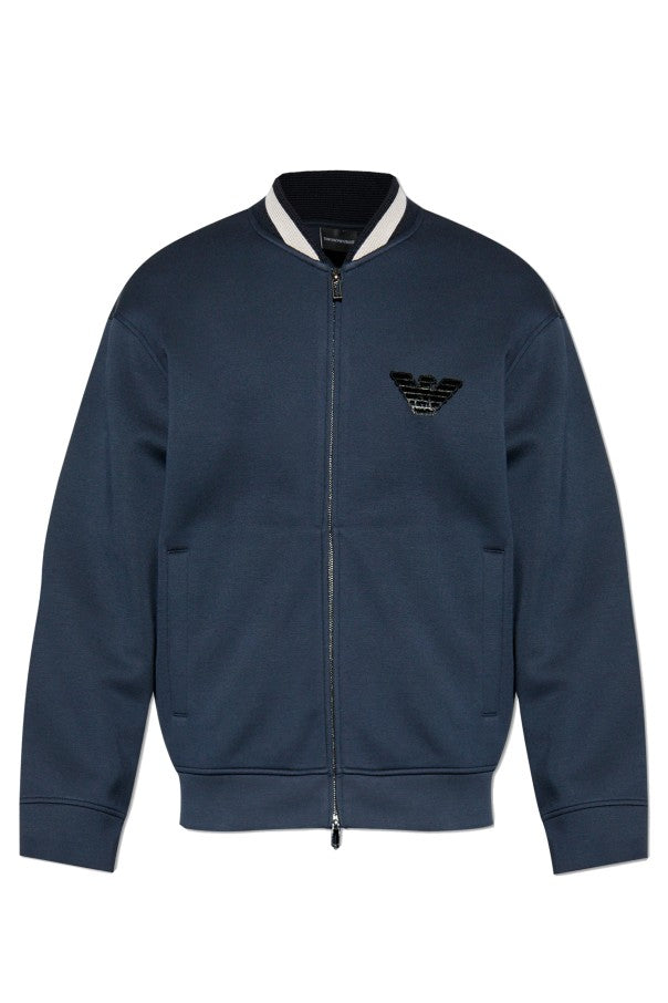 Emporio Armani Knitted Bomber Collar Zip Sweatshirt