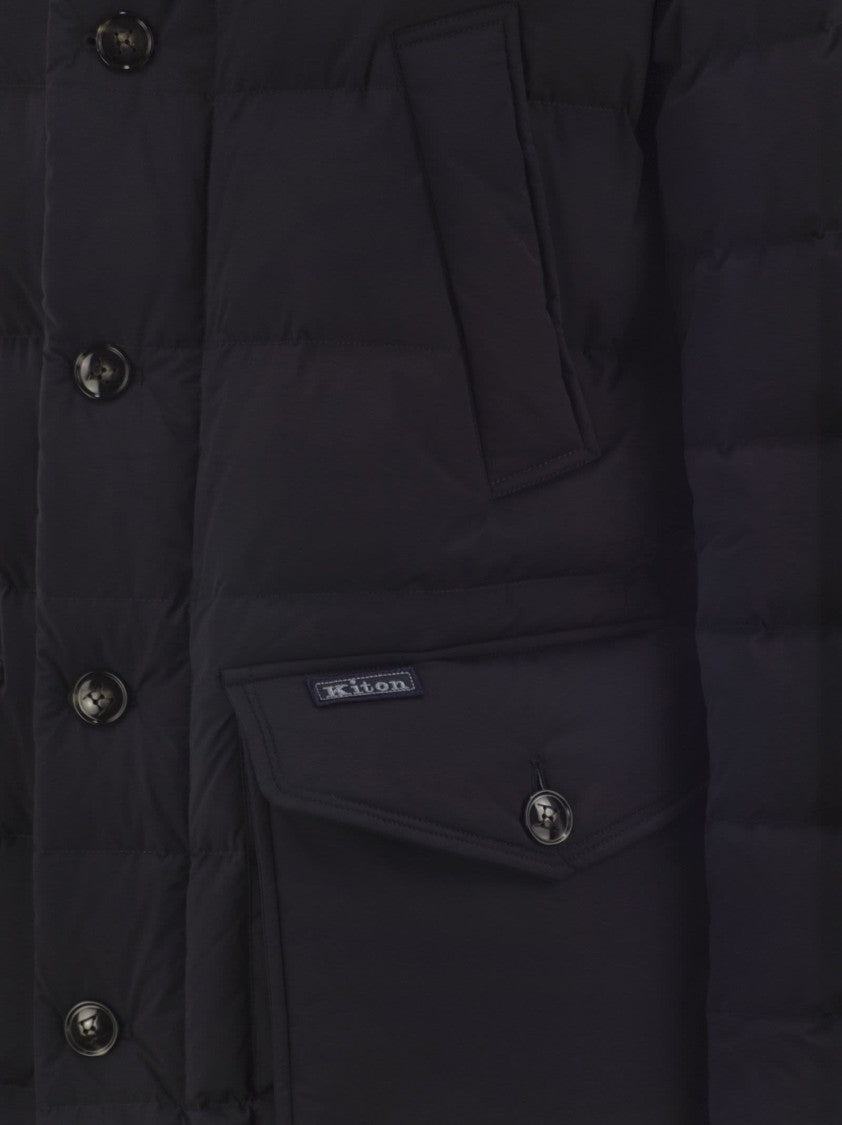 Kiton Long Down Jacket With Hood