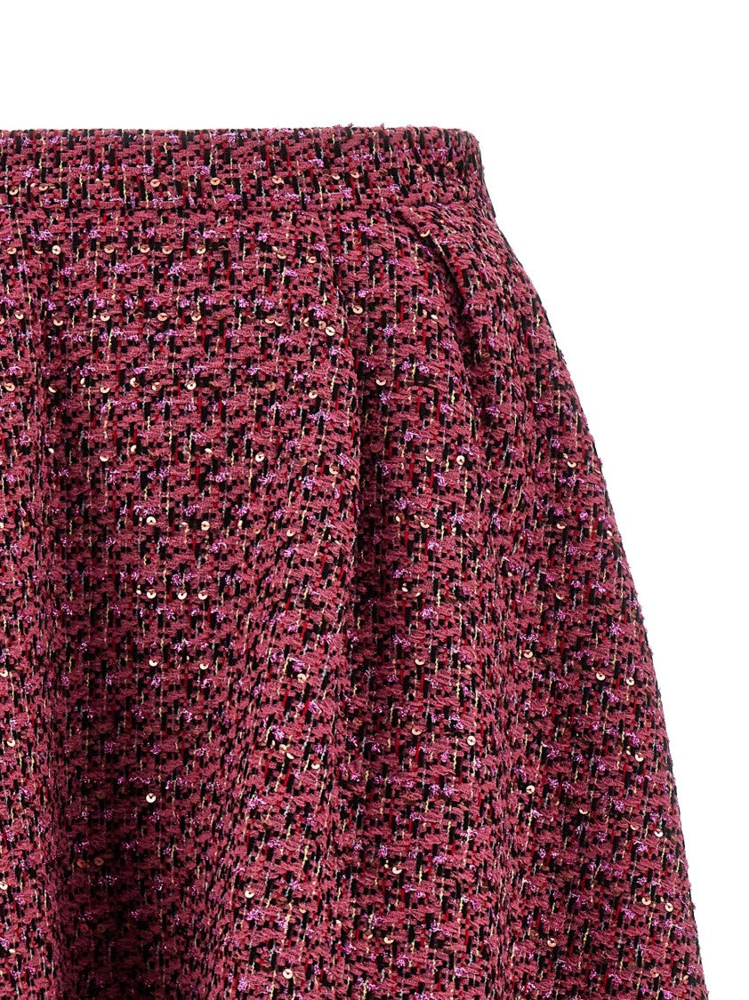 Alessandra Rich Wool Blend Tweed Skirt With Sequin Embellishments