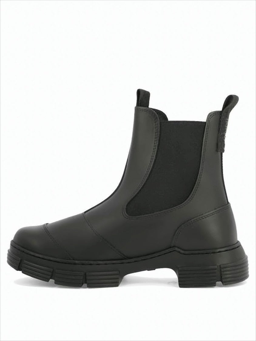 Ganni Matte Black Spider Rubber Ankle Boots With Chunky Sole