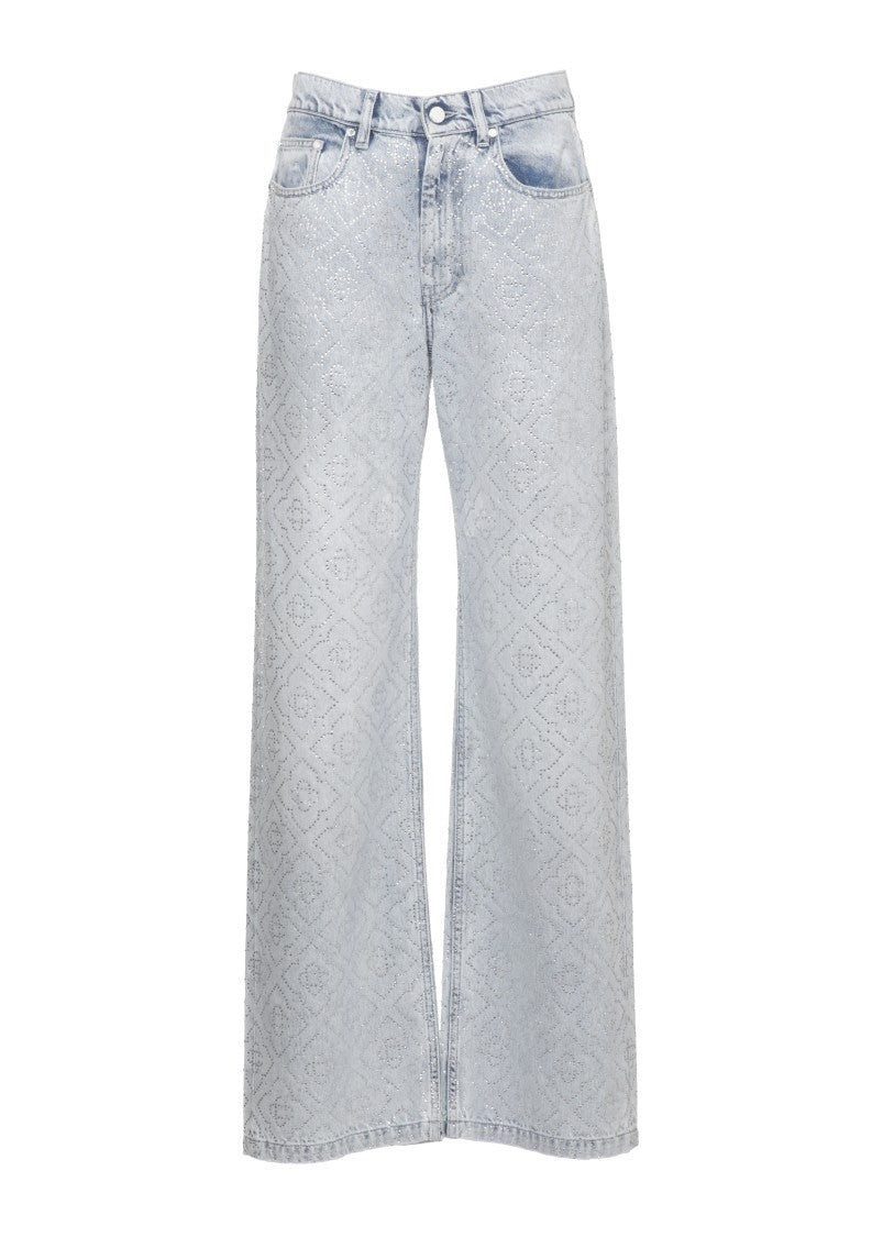 Casablanca Light Blue Hotfix Strass Jeans