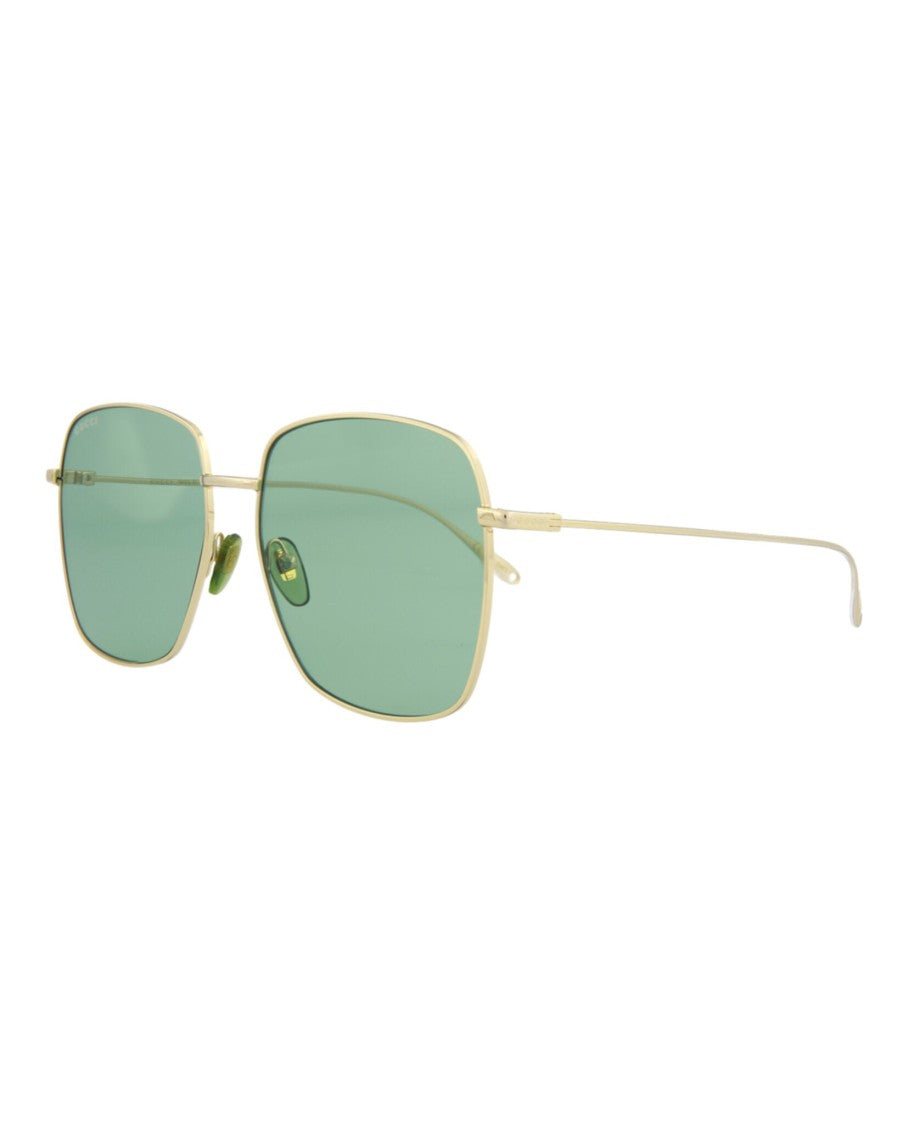 Gucci Square-Frame Metal Sunglasses With Adjustable Nose Pads