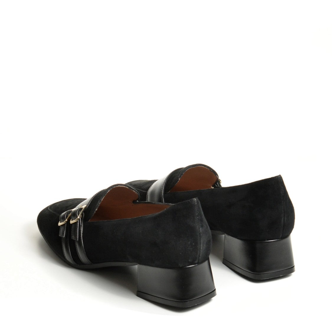 La Sellerie Black Suede Loafer With Two Straps