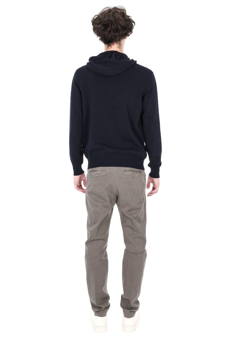 Drumohr Blue Full-Zip Cotton Sweater