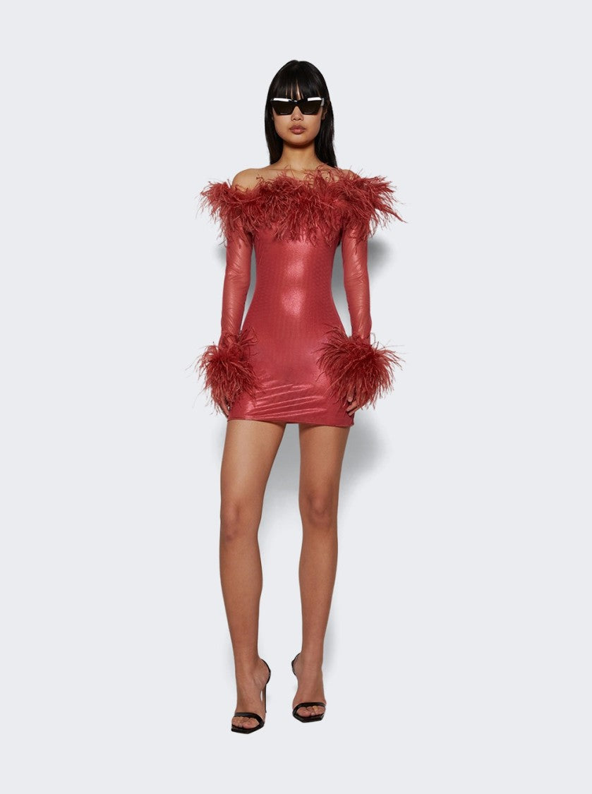 Oséree Lame Plumage Short Dress Terre Rouge