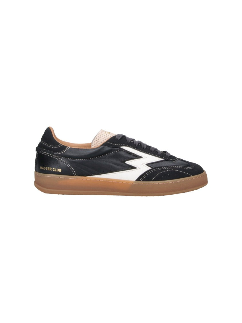 Master Of Arts Black Club Leather Suede Accent Sneakers