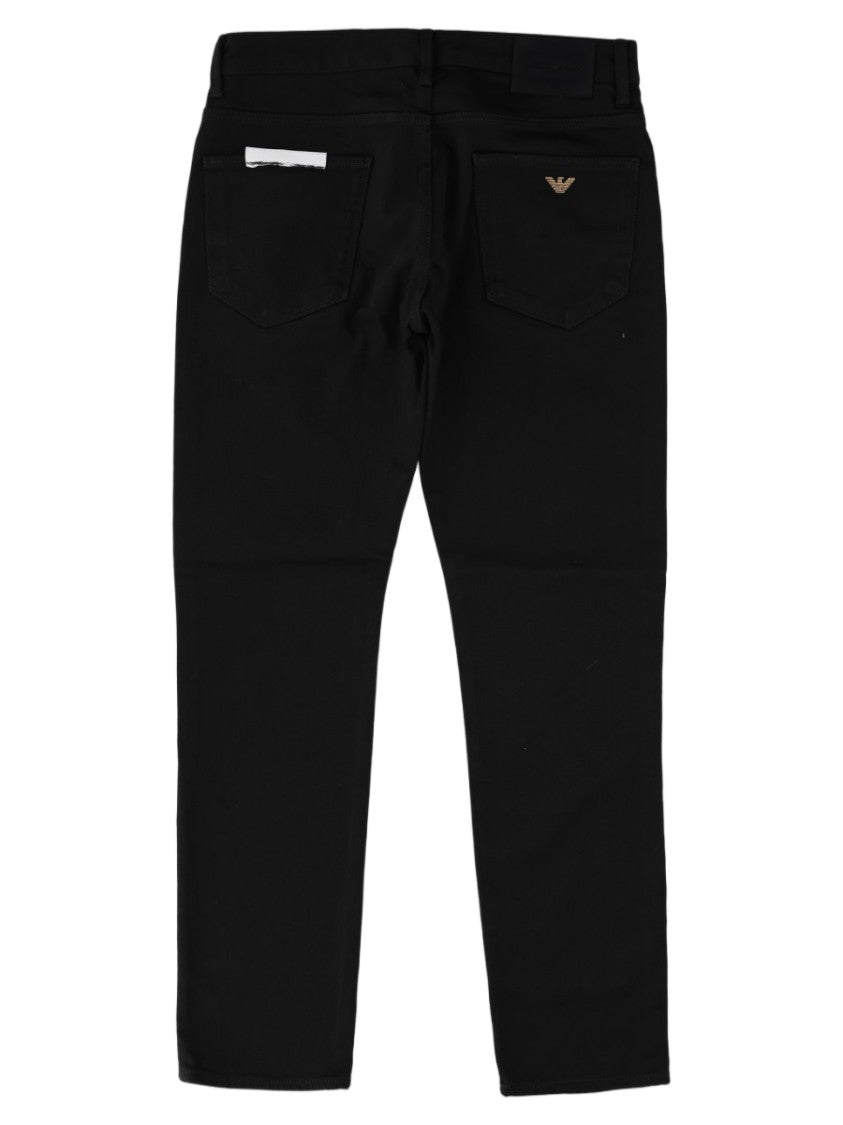 Emporio Armani Classic Five-Pocket Black Jeans With Subtle Logo Detail
