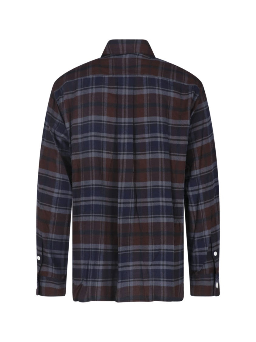 Sacai Brown Plaid Long-Sleeve Shirt