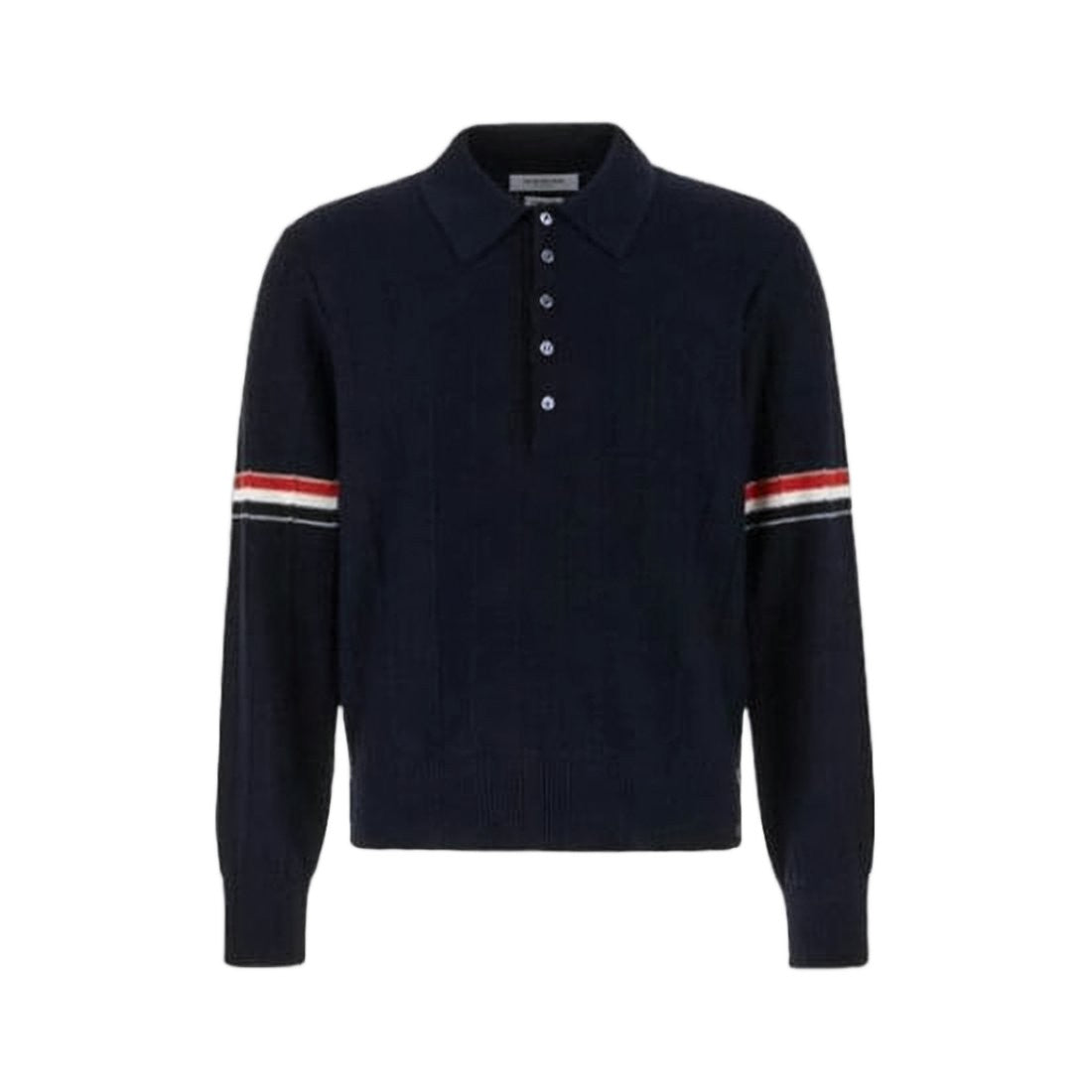 Thom Browne Wool Long-Sleeve Polo Shirt With Horizontal Stripes