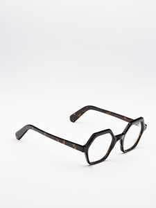 Moli@Limo Hexagonal Brown Optical Frames With Subtle Tortoiseshell Patterns