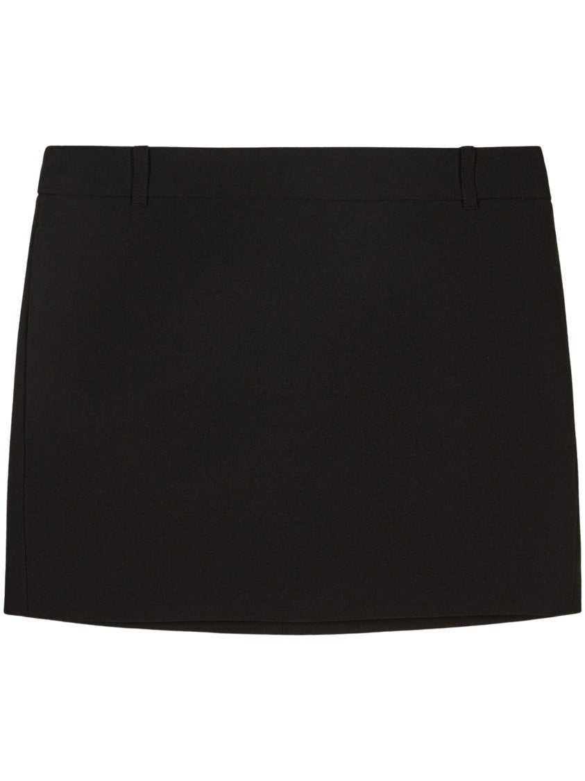 Patrizia Pepe Black Fitted Subtle Emblem Gabardine Mini Skirt