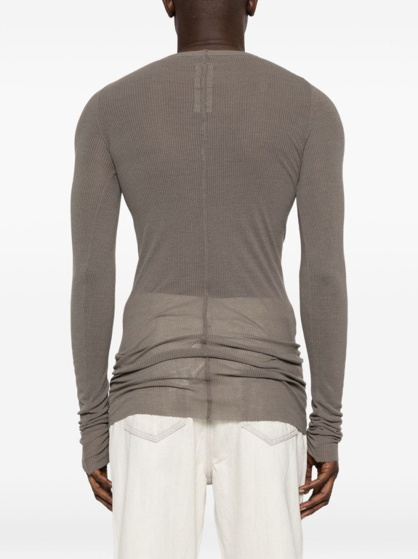 Rick Owens Ribbed Textured Long-Sleeve Shirt With Subtle Ruching