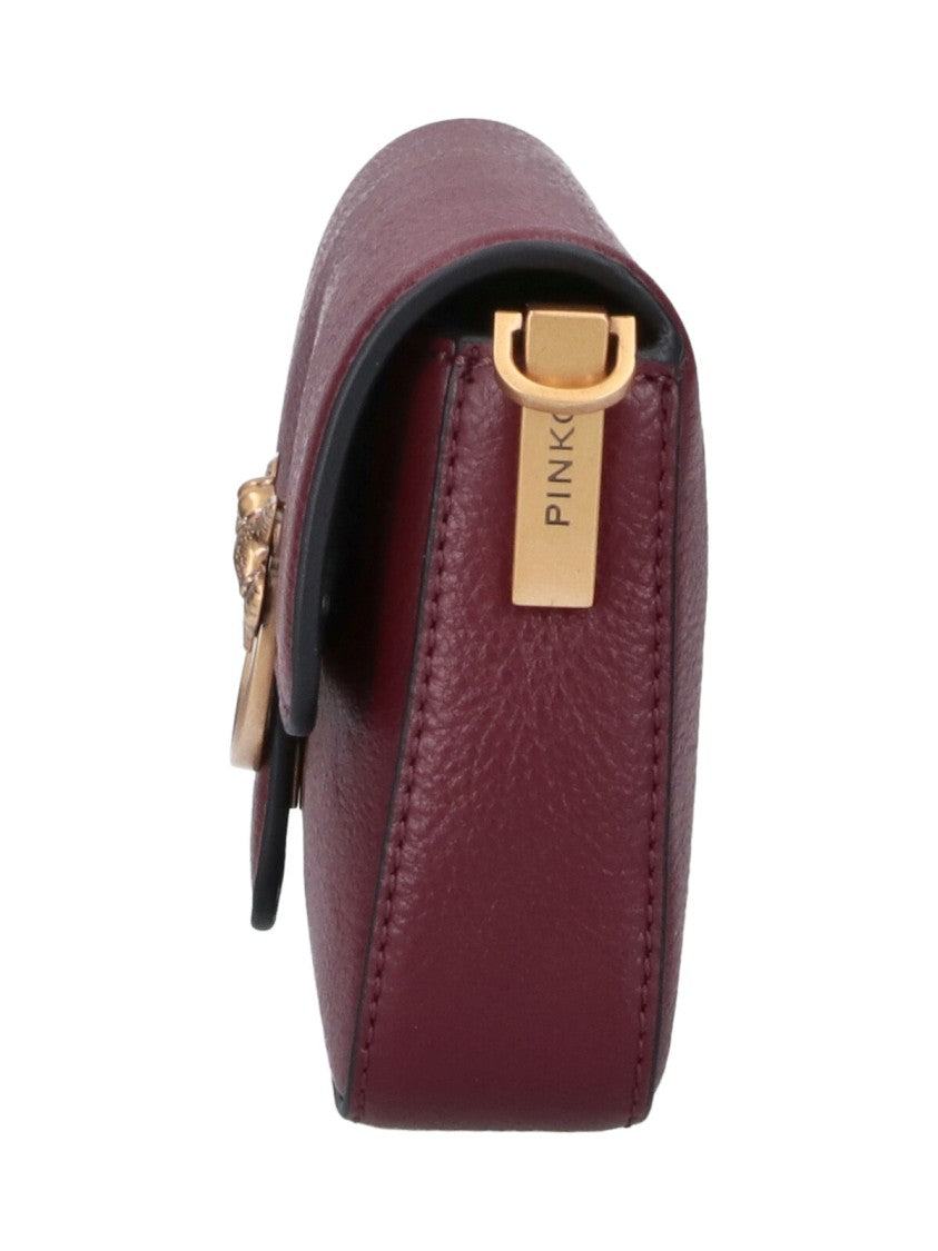 Pinko Bordeaux Leather One Love Baby Shoulder Bag