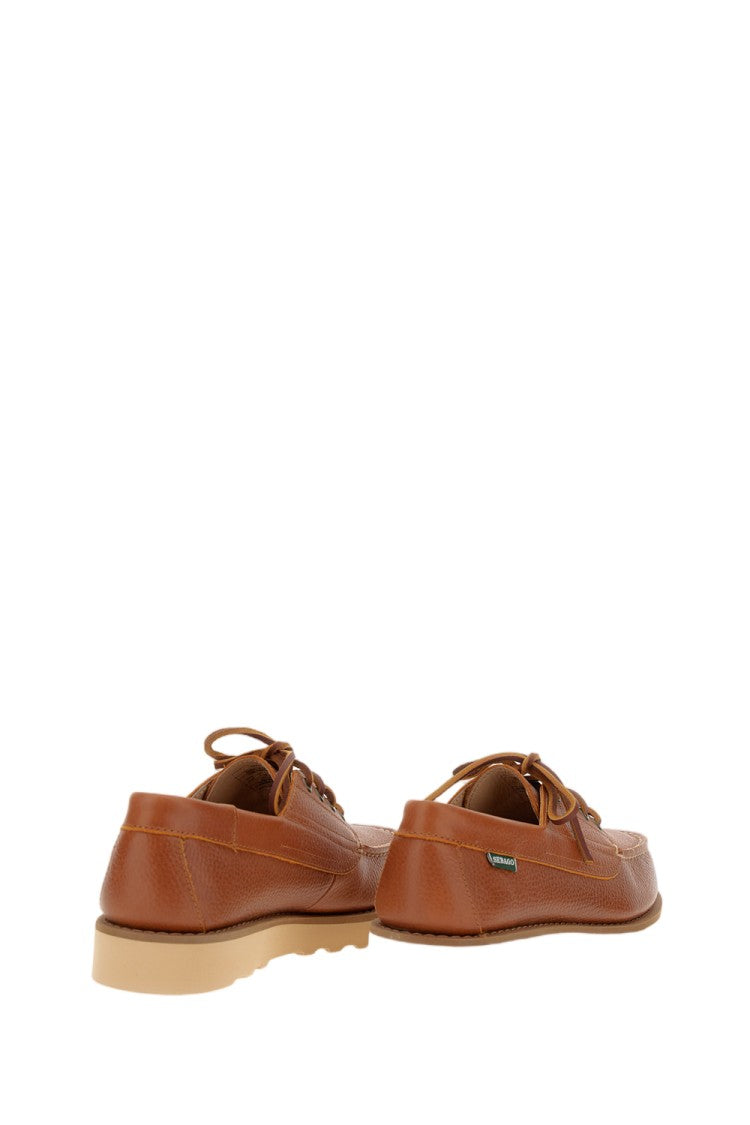 Sebago Brown-Mocha Askookfield Tumb Leather Hand-Sewn Loafers