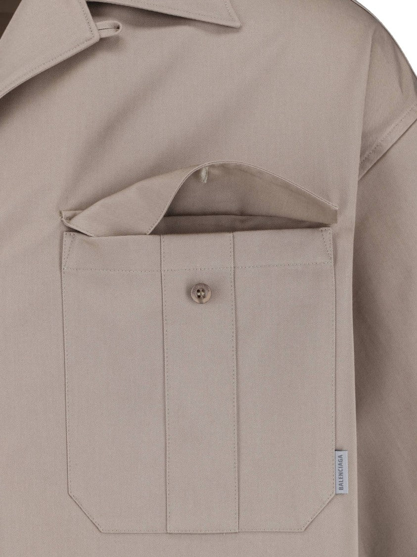 Balenciaga Boxy Cropped Shirt With Flap Chest Pockets