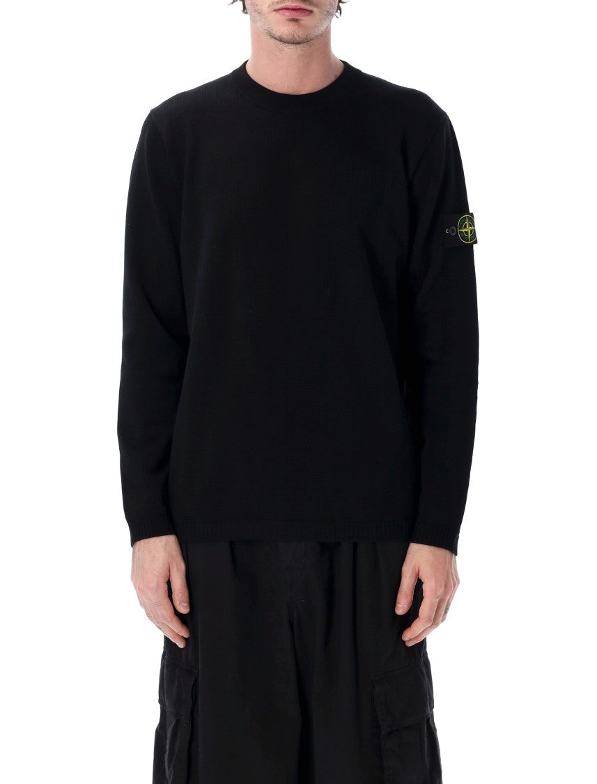 Stone Island Relaxed Fit Black Cotton Knit Jumper