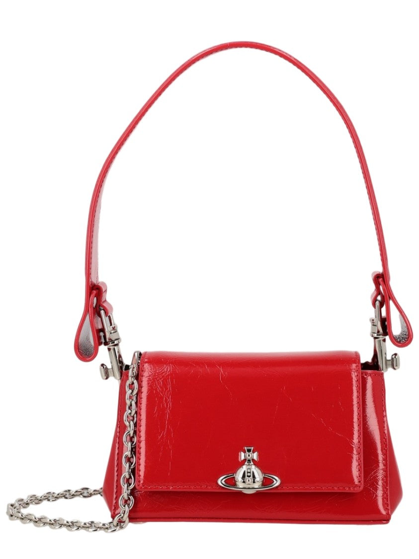 Vivienne Westwood Red Glossy Calf Leather Shoulder Bag