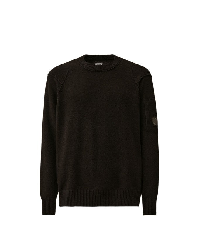 C.P. Company Crewneck Black Sweater With Contrast Stitching