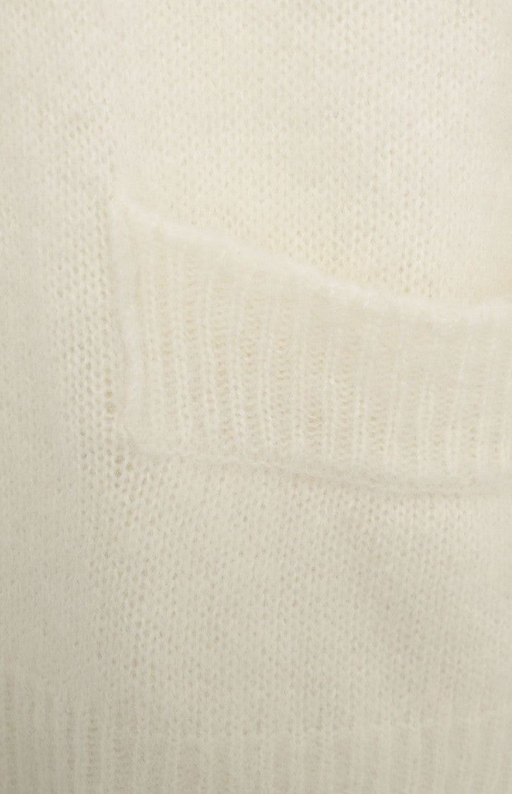 Solotre V-Neck Misto Mohair Cardigan With Practical Patch Pockets