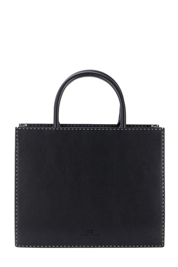 Elisabetta Franchi Structured Black Handbag With Contrasting Stitching And Dual Handles