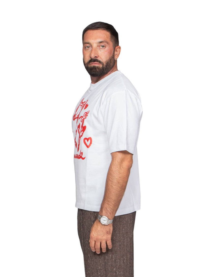 Dsquared2 White Loose Fit Red Graphic T-Shirt