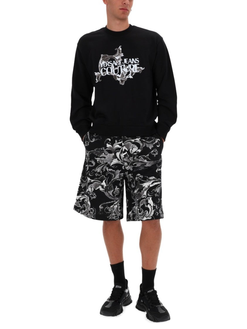 Versace Jeans Couture Baroque Patterned Cotton Shorts