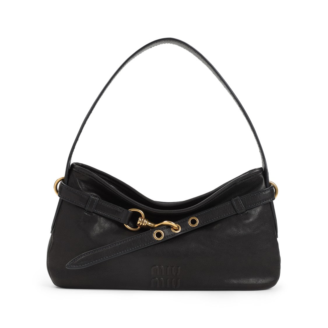 Miu Miu Pure Oak Black Lamb Leather Shoulder Bag