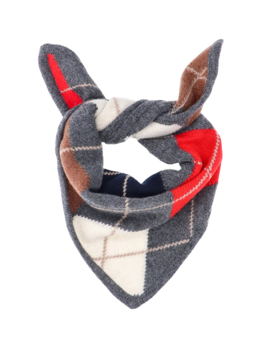 &Daughter Grey Red Argyle Pattern Scarf