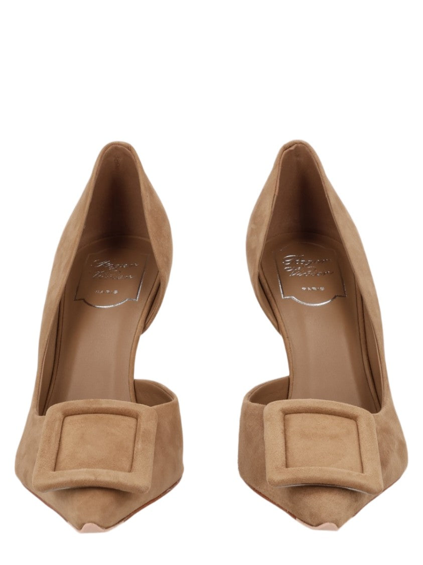 Roger Vivier Viv Ville Dorsay Pointed Toe Buckle Goat Leather Pumps
