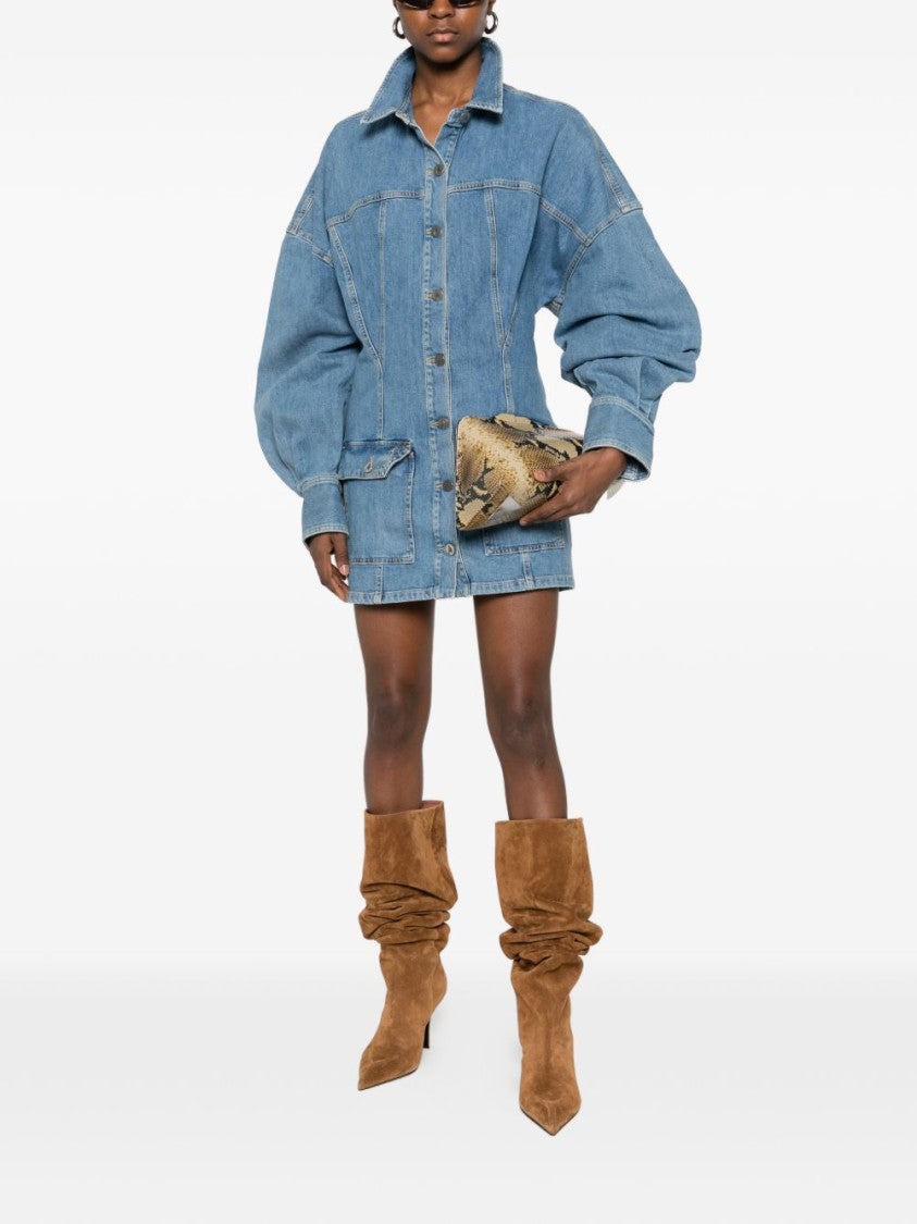 The Attico Denim Jacket Dress With Button-Down Front
