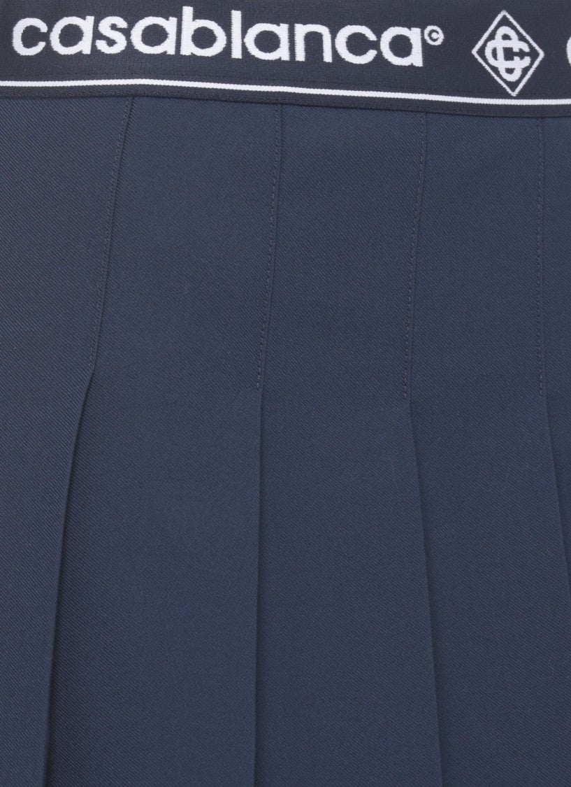 Casablanca Pleated Mini Skirt With Logoed Elastic Waistband