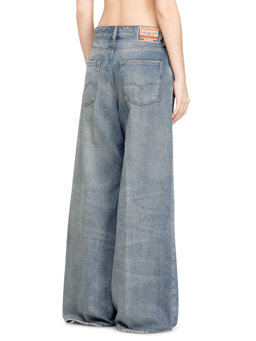 Diesel Wide-Leg Denim Trousers With Vintage Wash
