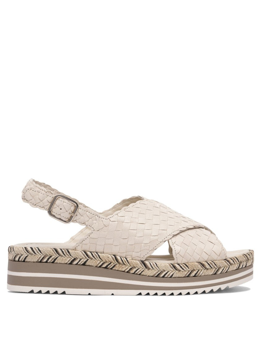 Pons Quintana Woven Leather Cross-Strap Sandals With Rubber Sole
