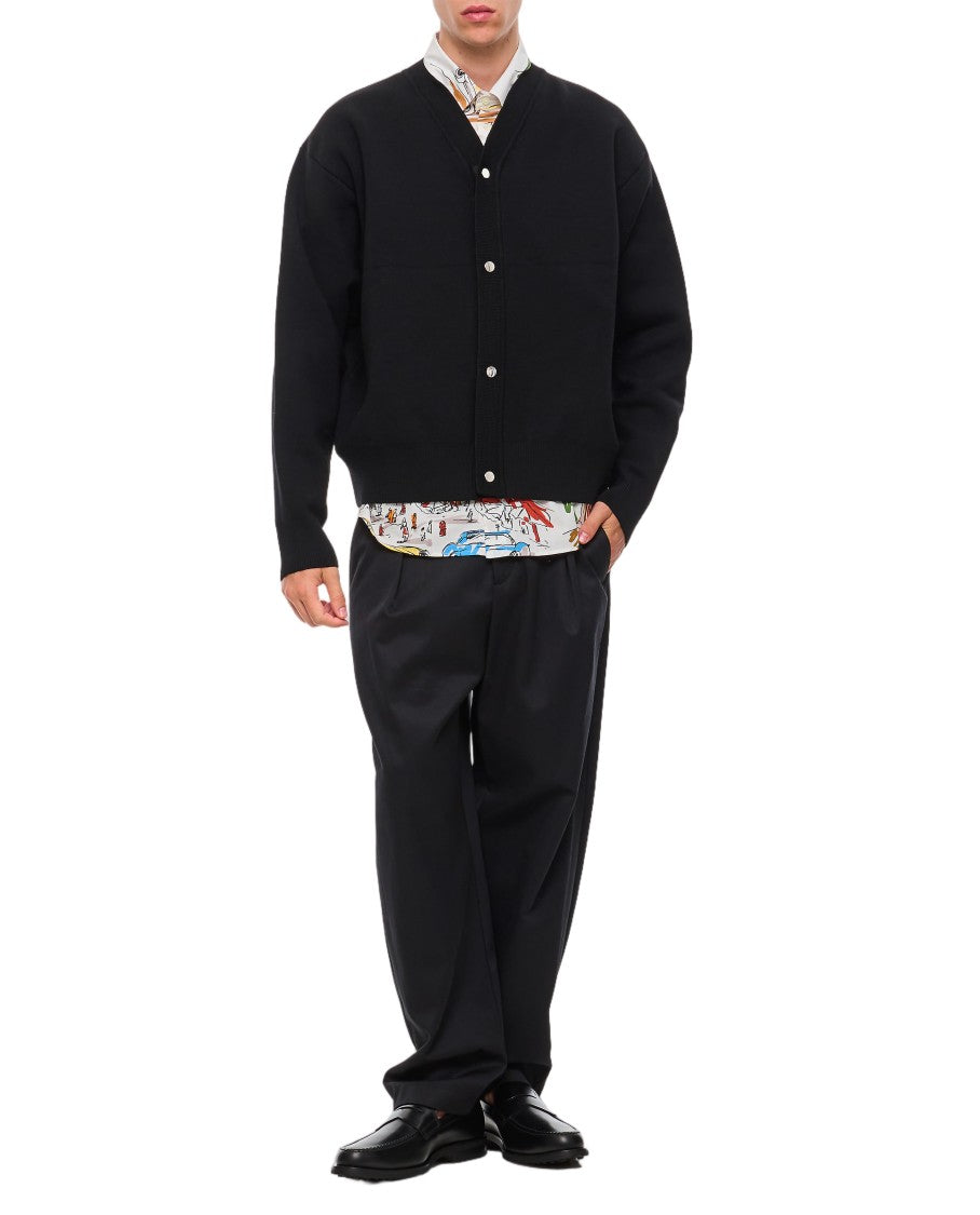 Jacquemus V-Neck Cardigan With Metallic Button Closure And Ribbed Finish