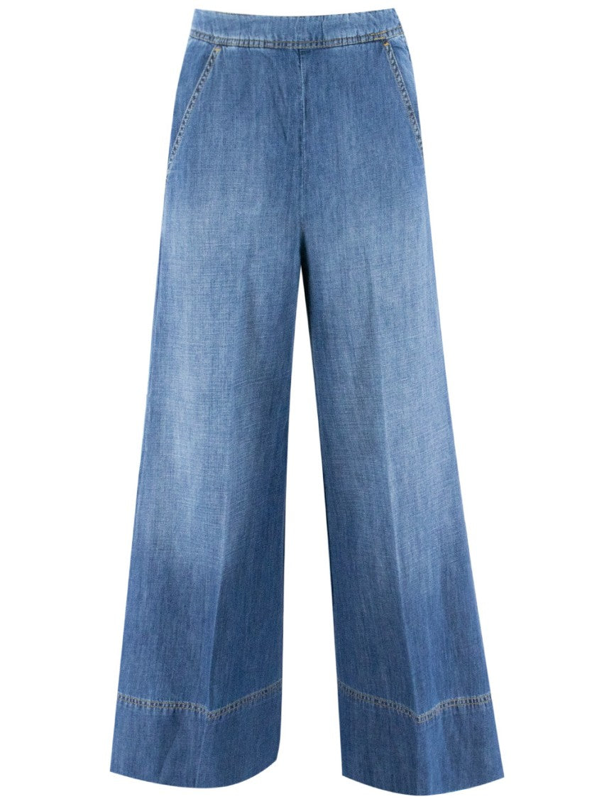 Pinko High-Waisted Wide-Leg Jeans With Vintage Wash