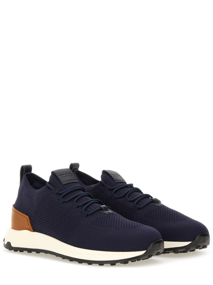 Tod's Socks-Style Navy Leather Accent Sneakers
