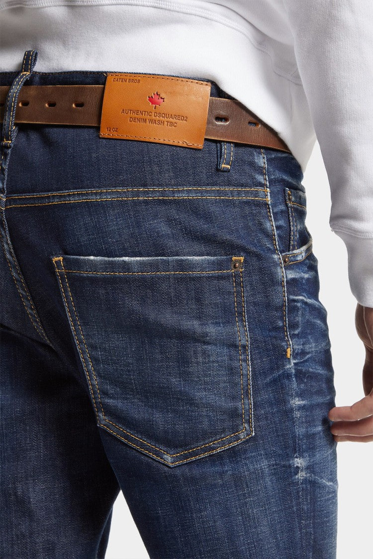 Dsquared2 Blue Slim Tapered Dark Wash Cotton-Blend Jeans