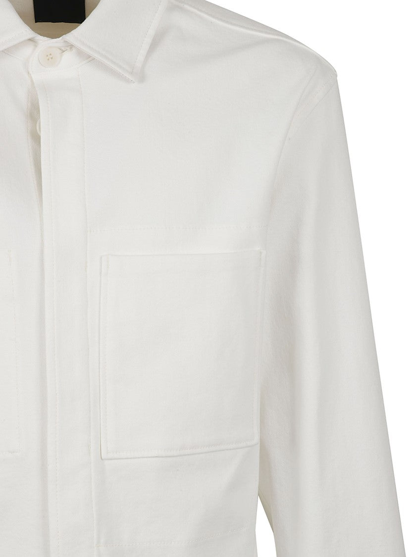 Zegna Button-Down White Shirt With Chest Pocket