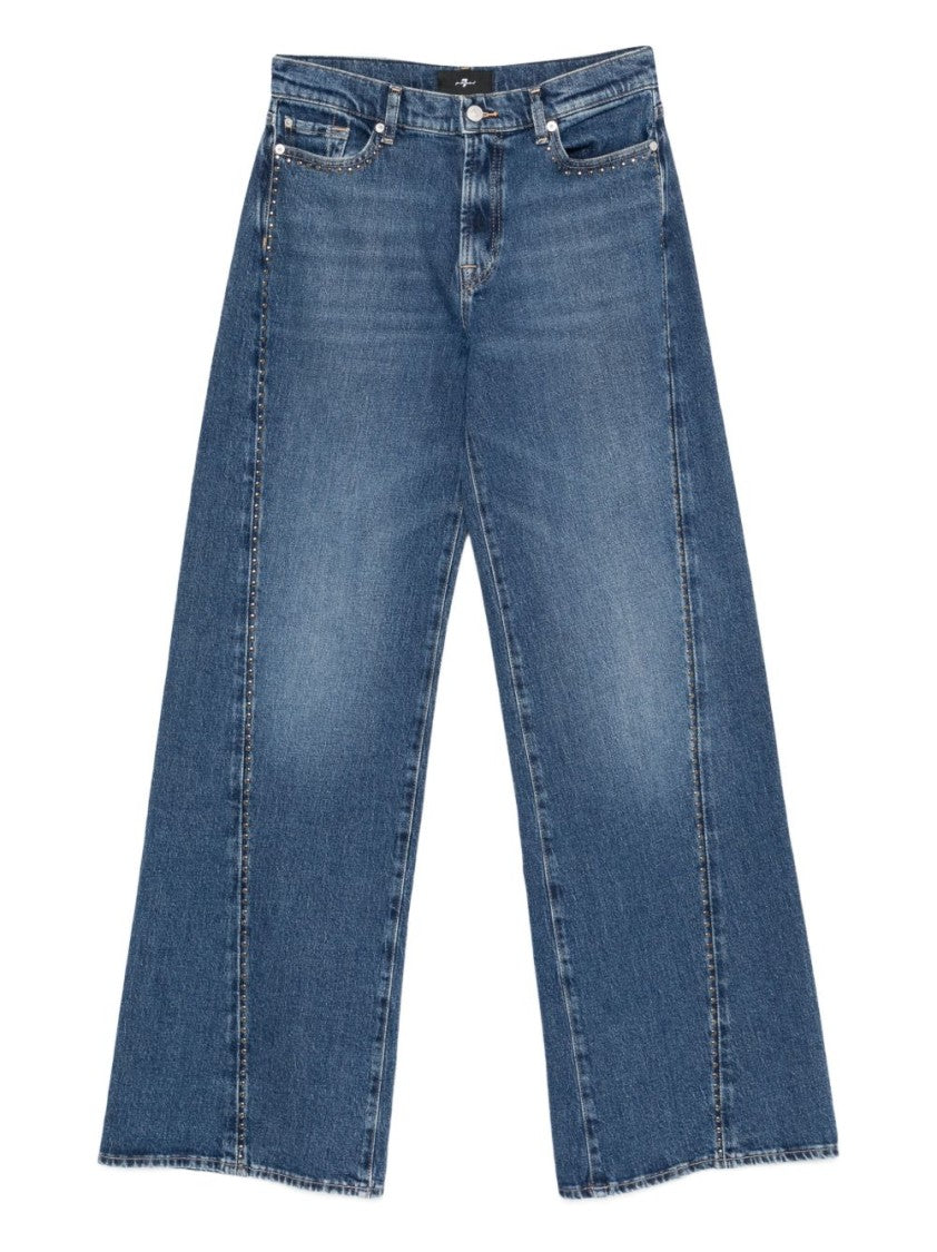 Seven Wide-Leg Denim Jeans With Stud Detailing And Classic Design