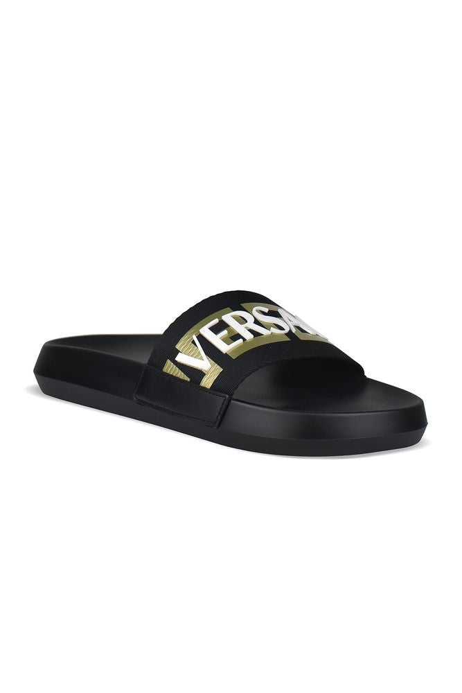 Versace Black Rubber Slides