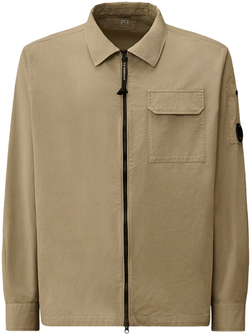 C.P. Company Organic Gabardine Zipped Overshirt With Lens Detail