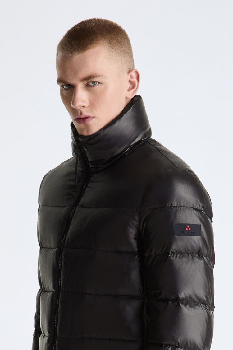 Peuterey Black Glossy Stand-Collar Down Puffer Jacket