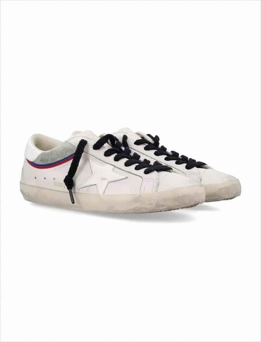 Golden Goose Distressed White Leather Low-Top Sneakers With Signature Star Detail
