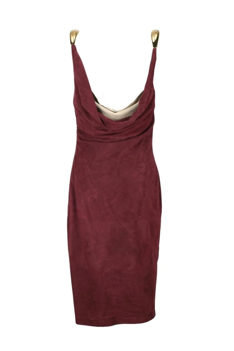 Bottega Veneta Suede Dress Jewel Shoulder - Red