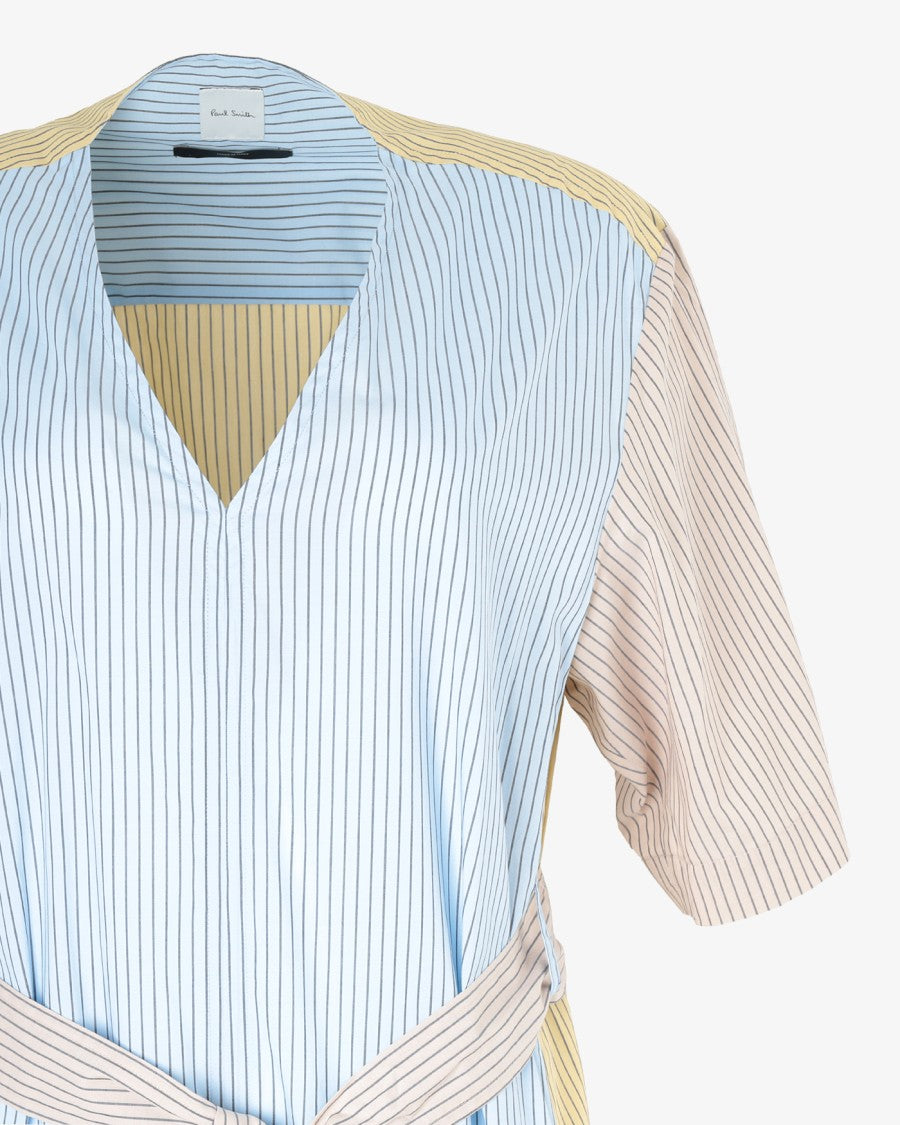 Paul Smith Pastel Striped Midi Dress With V-Neckline