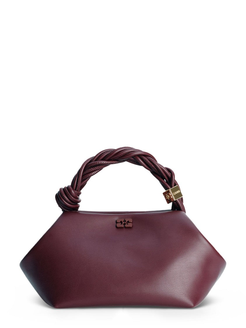 Ganni Geometric Burgundy Bou Bag With Braided Handle