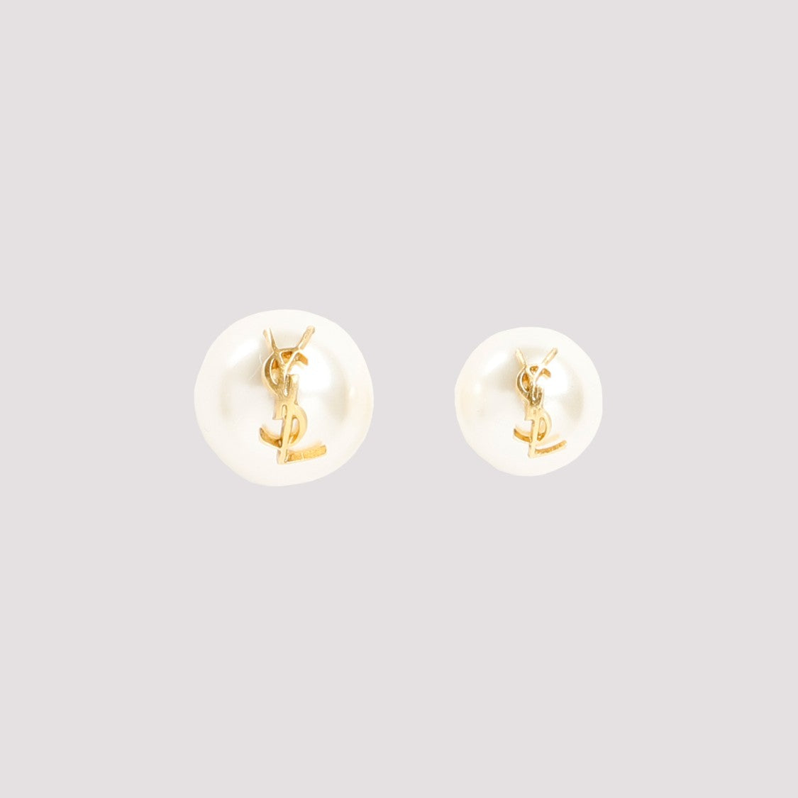 Saint Laurent Pearl Earrings With Signature Monogram Detail