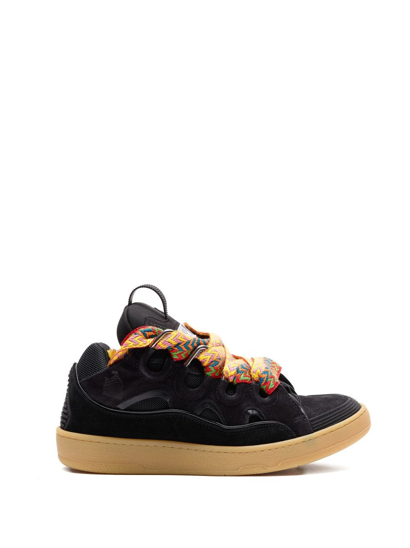 Lanvin Black Curb Sneakers Textured Calf Sneakers
